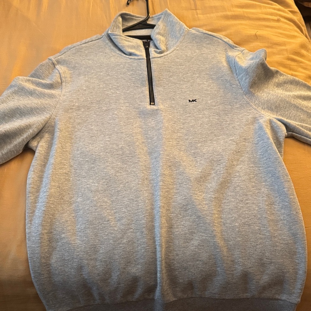 Michael Kors Light Gray Zip-Up Sweater